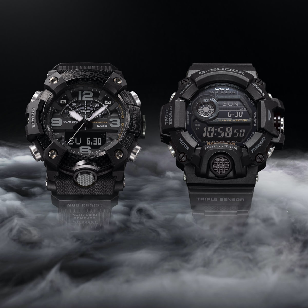 G-Shock releases Blackout versions of the Mudmaster and Rangeman