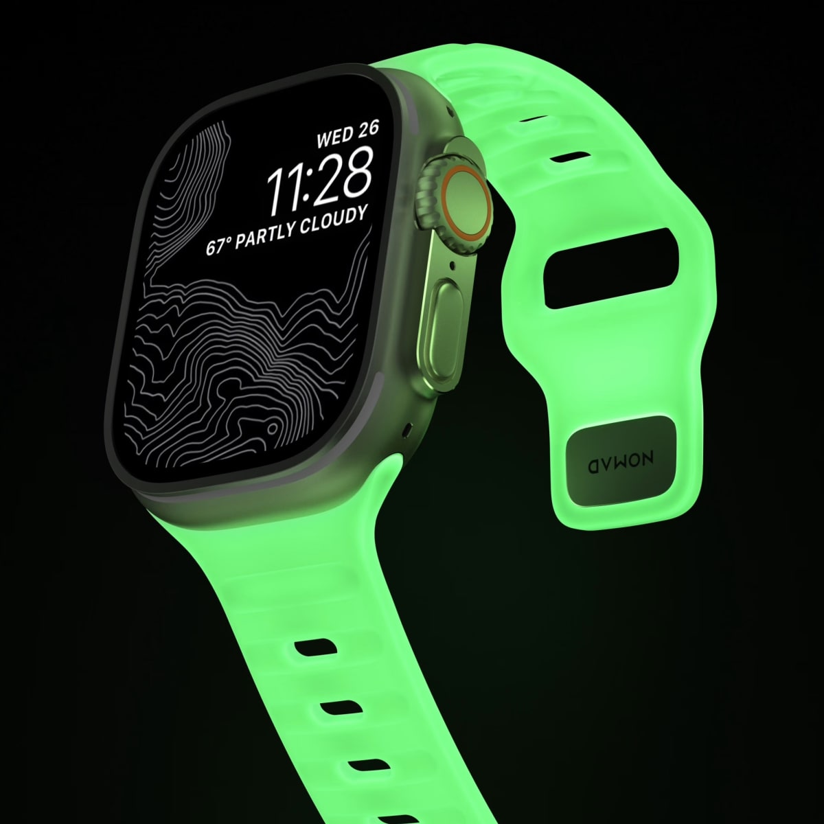 Nomad illuminates their Apple Watch Sport Band with a glow-in-the 