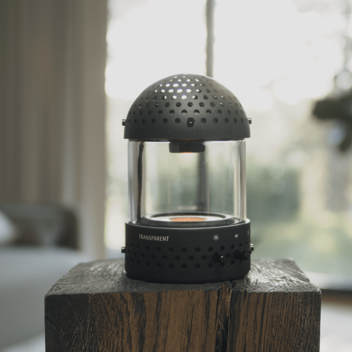 Transparent created a glass lantern with an integrated wireless