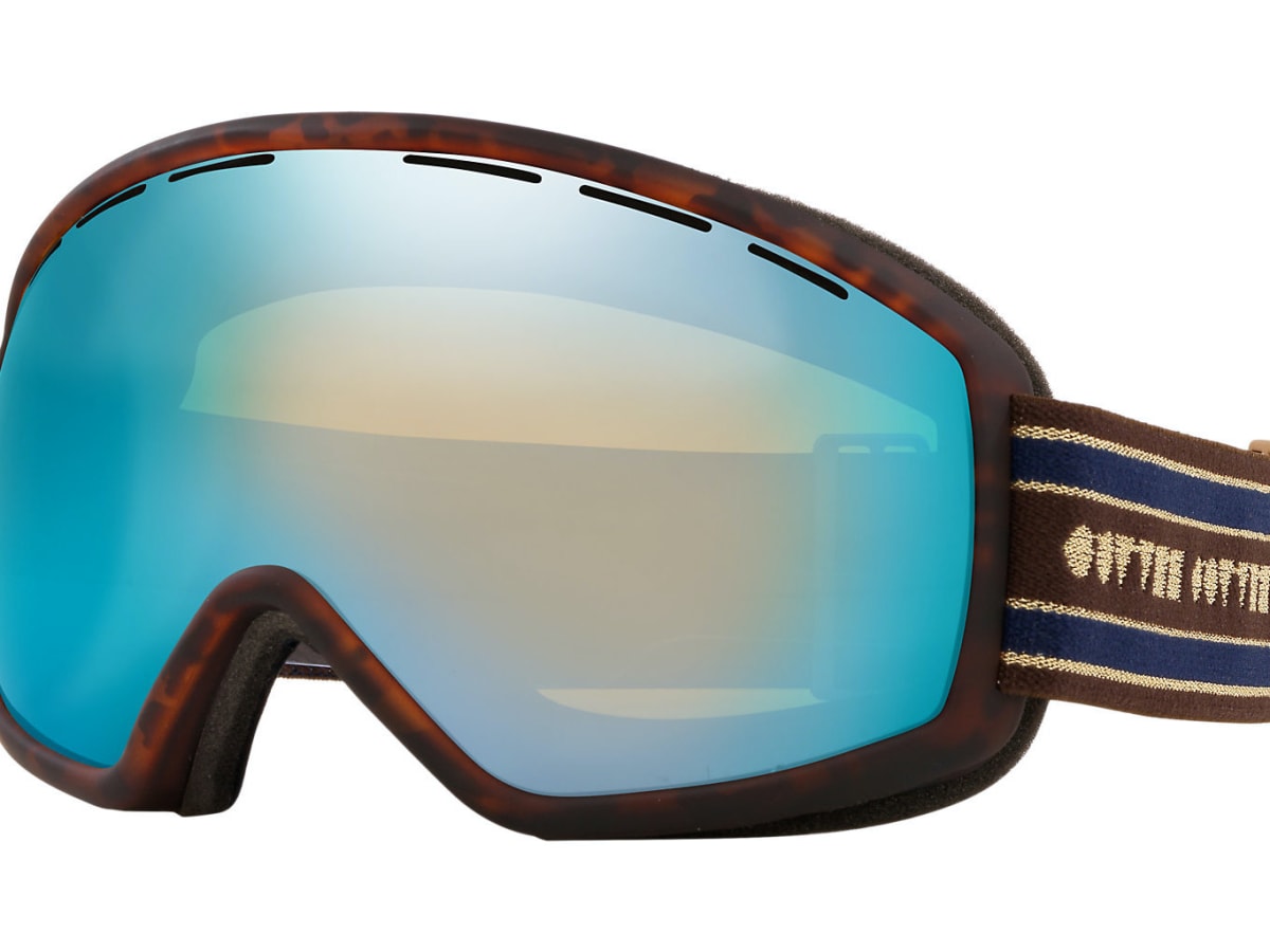 Oliver Peoples - Our luxury ski goggle, OP Aspen is offered in two  colorways including Matte Tortoise with Grey Light Blue Mirror lenses shown  here. Each goggle features interchangeable lenses, one mirrored